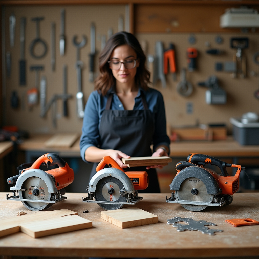 Fierăstrău electric utilizat pentru tăierea lemnului în atelier